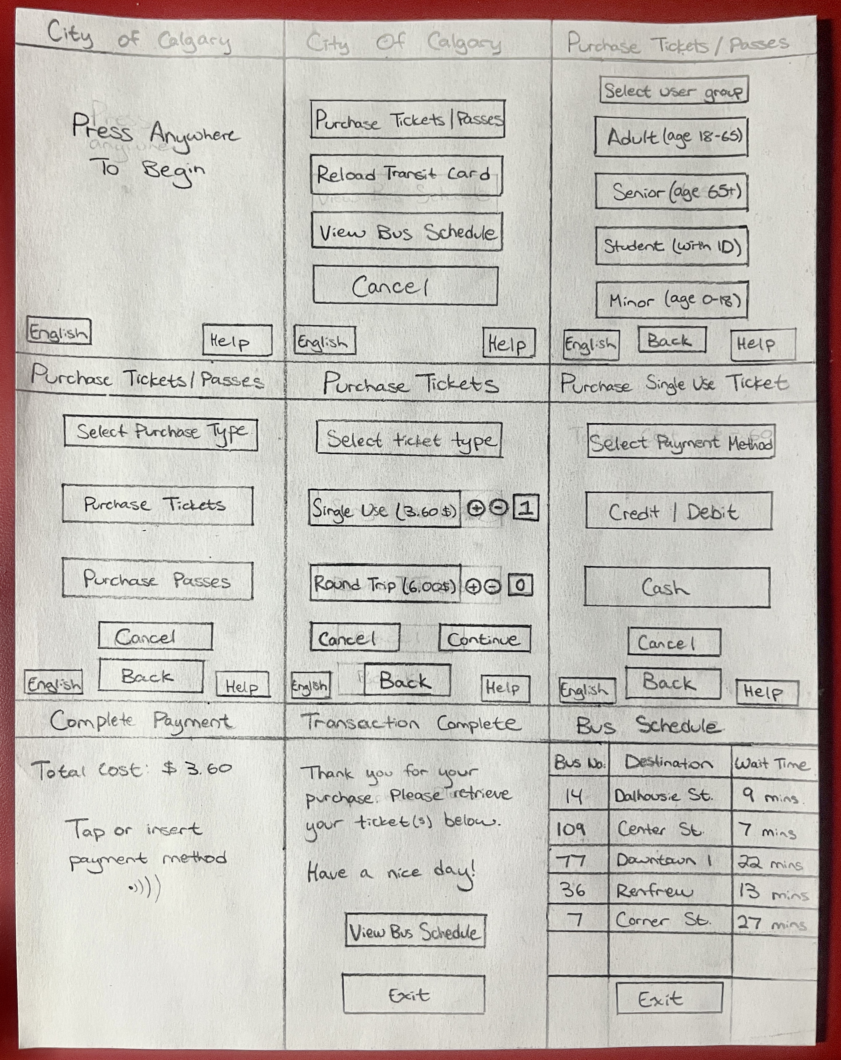 Low Fidelity Prototypes